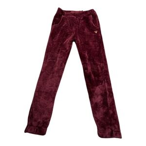Guess Velour Jogger Pants Burgundy Size 14 Plush‎ Cozy Lounge Wear